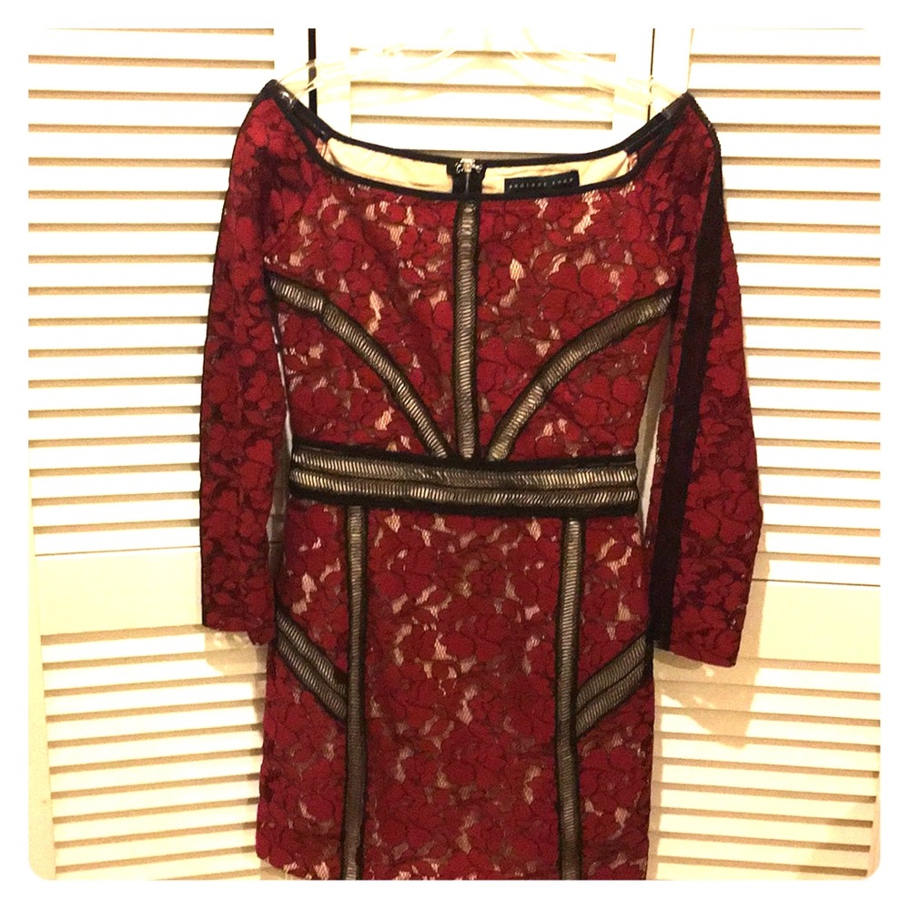 Red & Black Lace Flower Dress